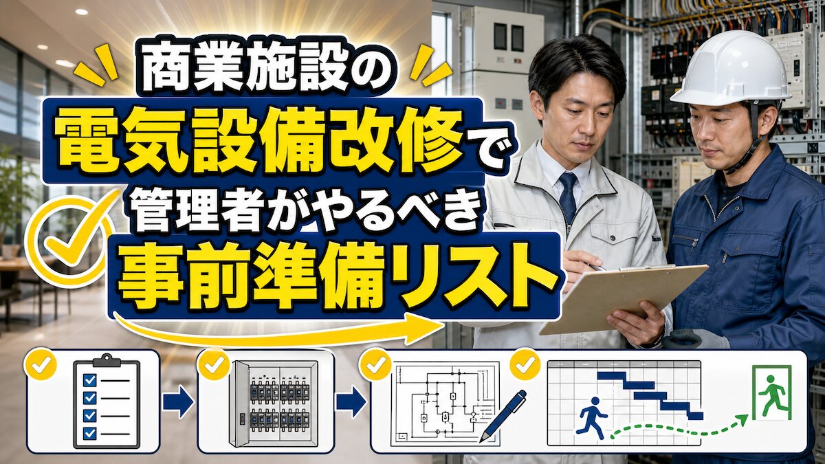 Featured Post Image - 商業施設の電気設備改修で管理者がやるべき事前準備リスト